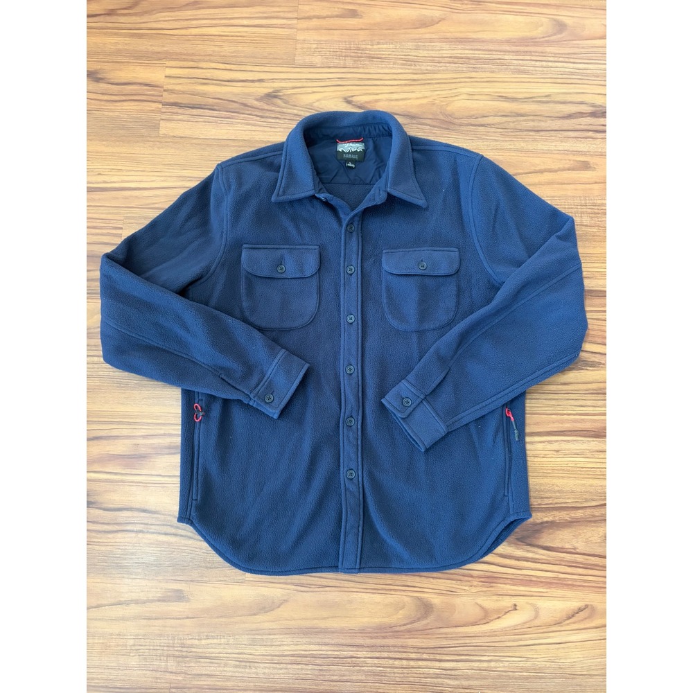 J.Crew Nordic Fleece Shirt Jacket Mens Large Navy Blue Button Up Shacket L